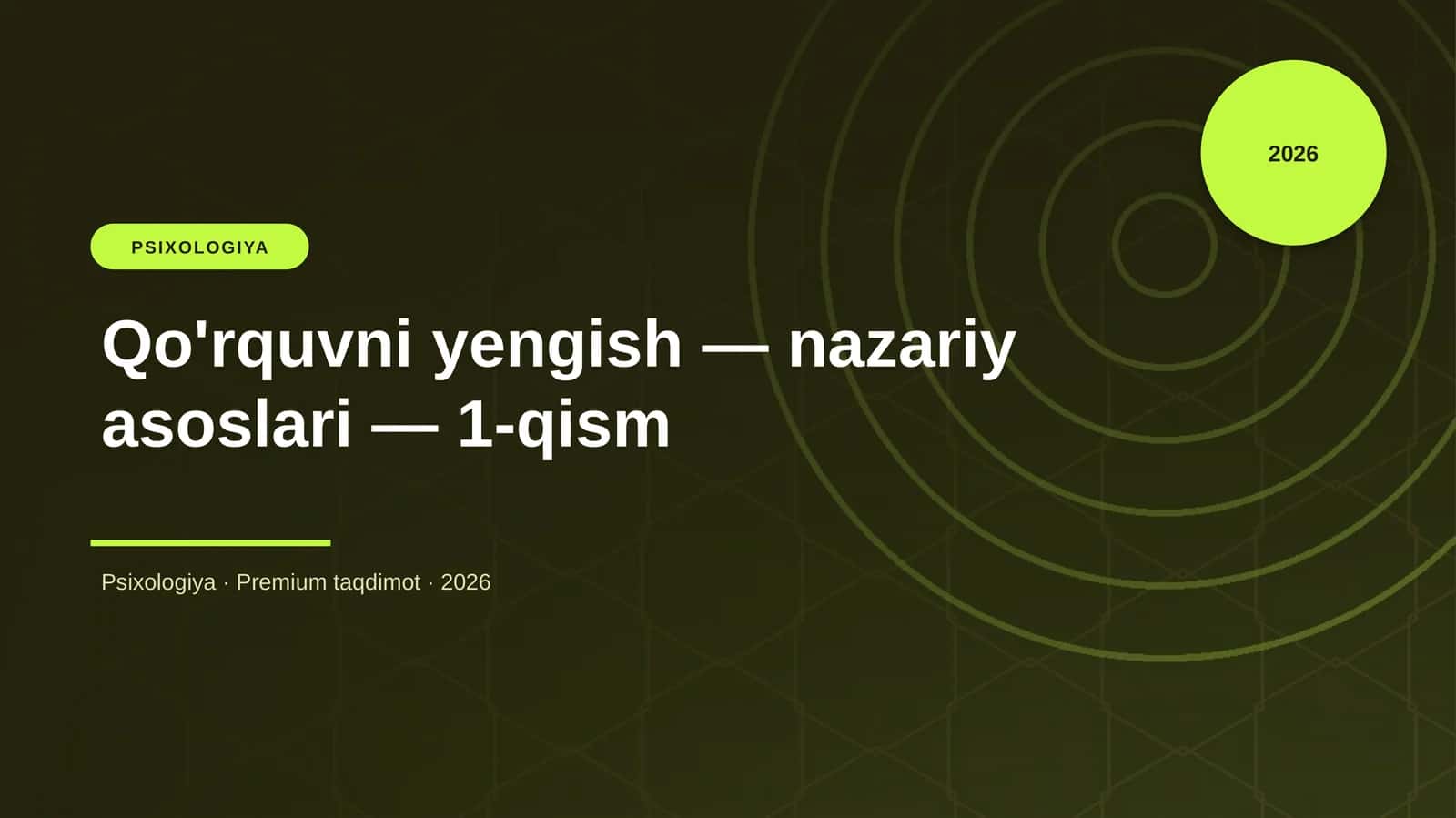 Qo'rquvni yengish — nazariy asoslari — 1-qism