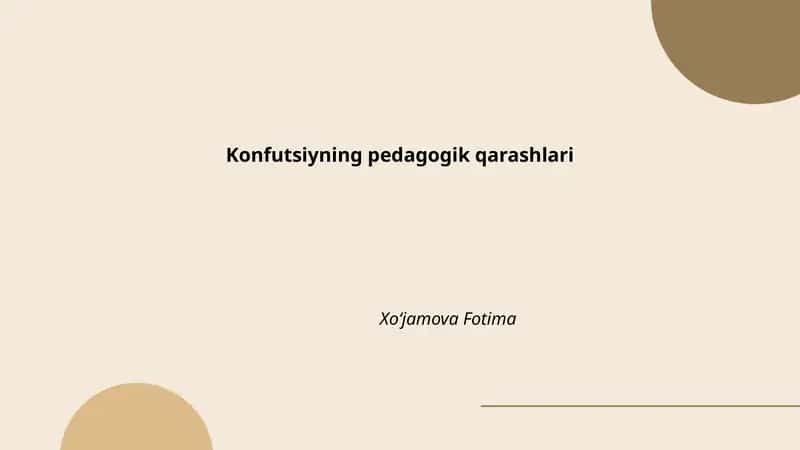 Konfutsiyning pedagogik qarashlari
