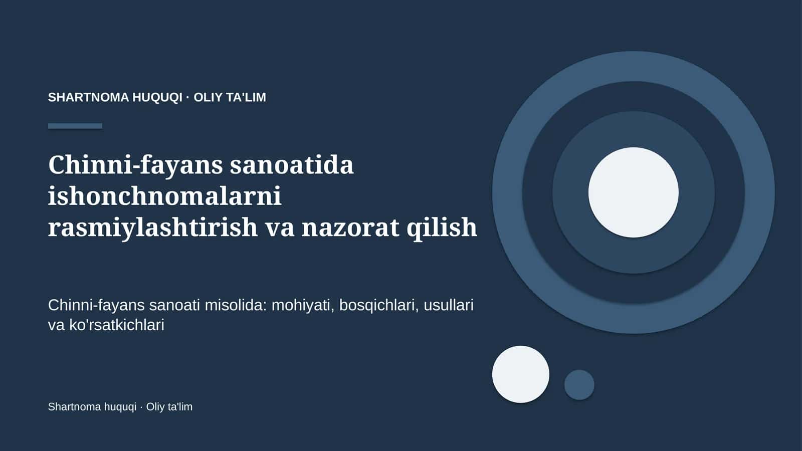 Shartnoma Huquqi · Oliy Ta'lim