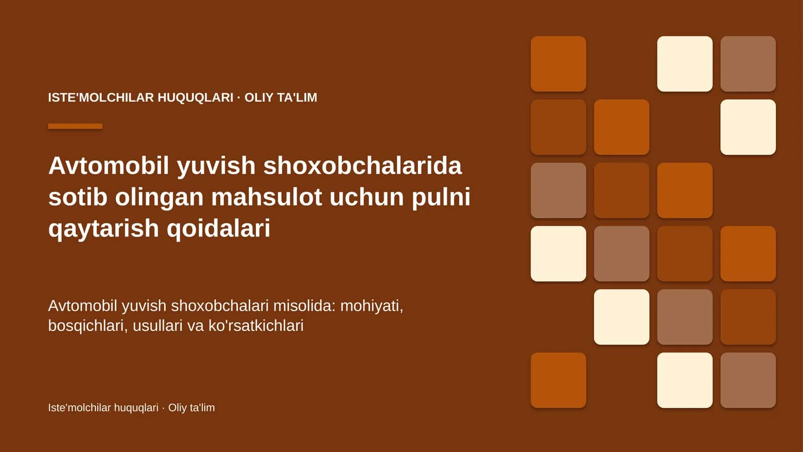 Avtomobil yuvish shoxobchalarida sotib olingan mahsulot uchun pulni qaytarish qoidalari
