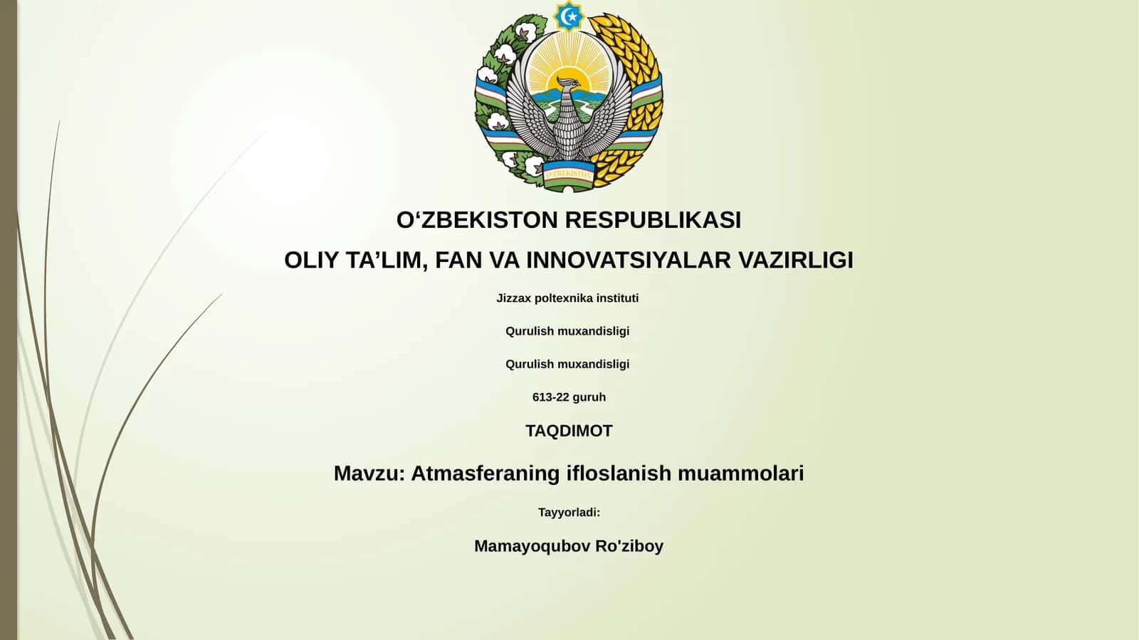 Atmasferaning ifloslanish muammolari