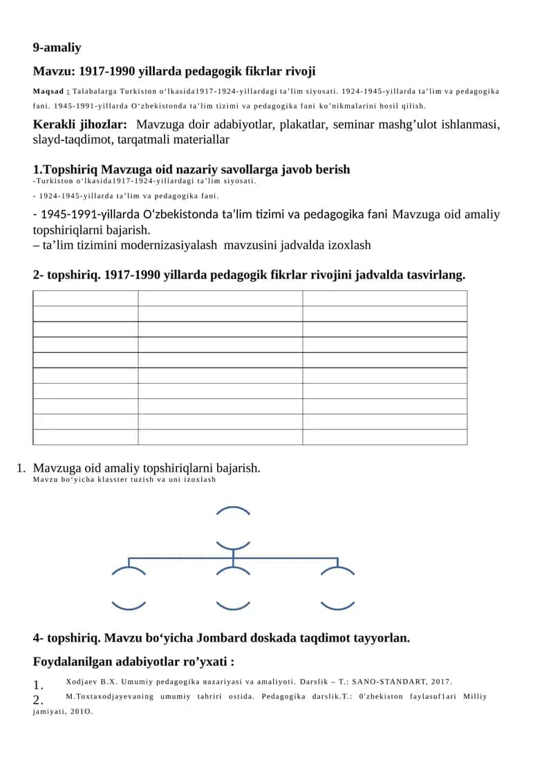 1917-1990 yillarda pedagogik fikrlar rivoji