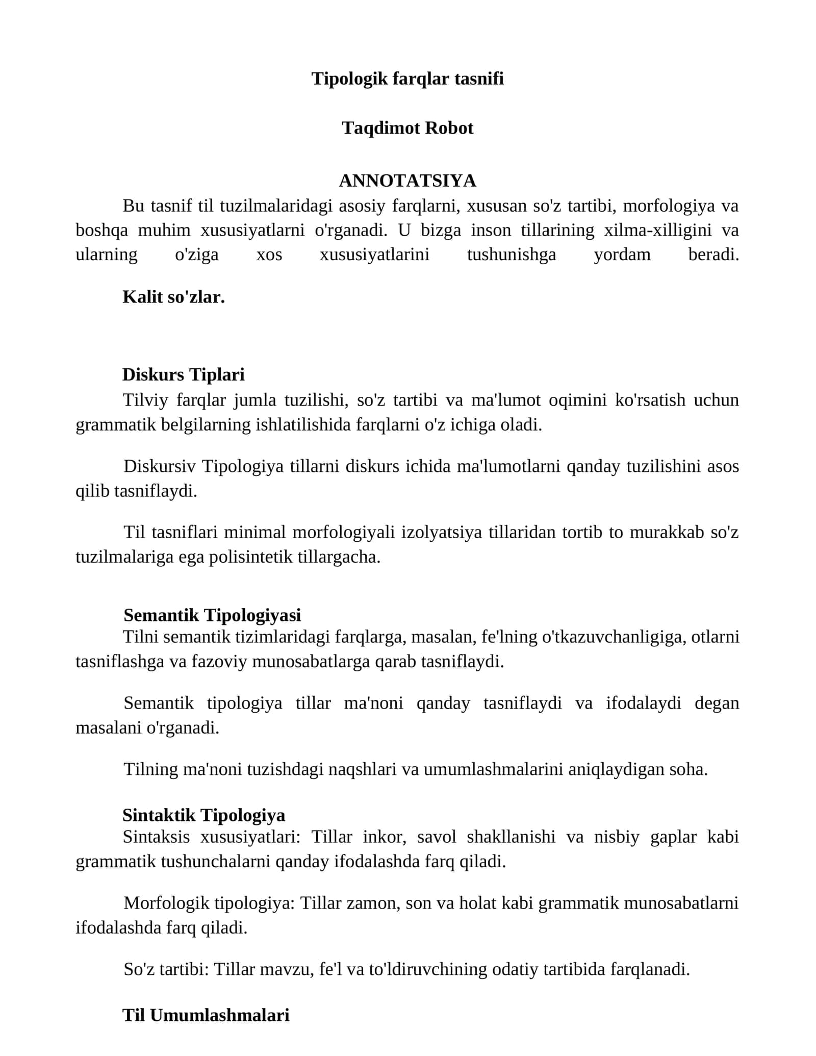 Tipologik farqlar tasnifi