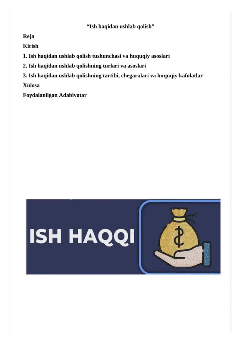 Ish haqidan ushlab qolish