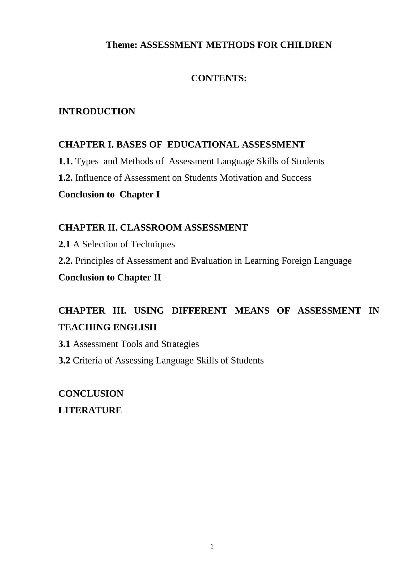 ASSESSMENT METHODS FOR CHILDREN