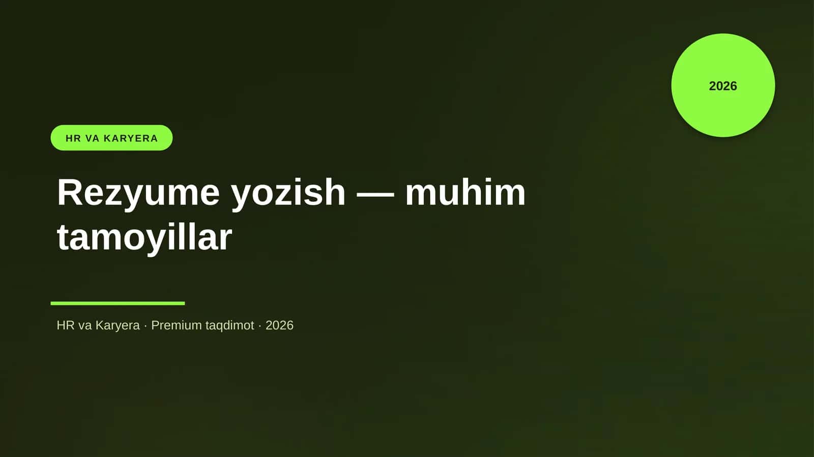 Rezyume yozish — muhim tamoyillar