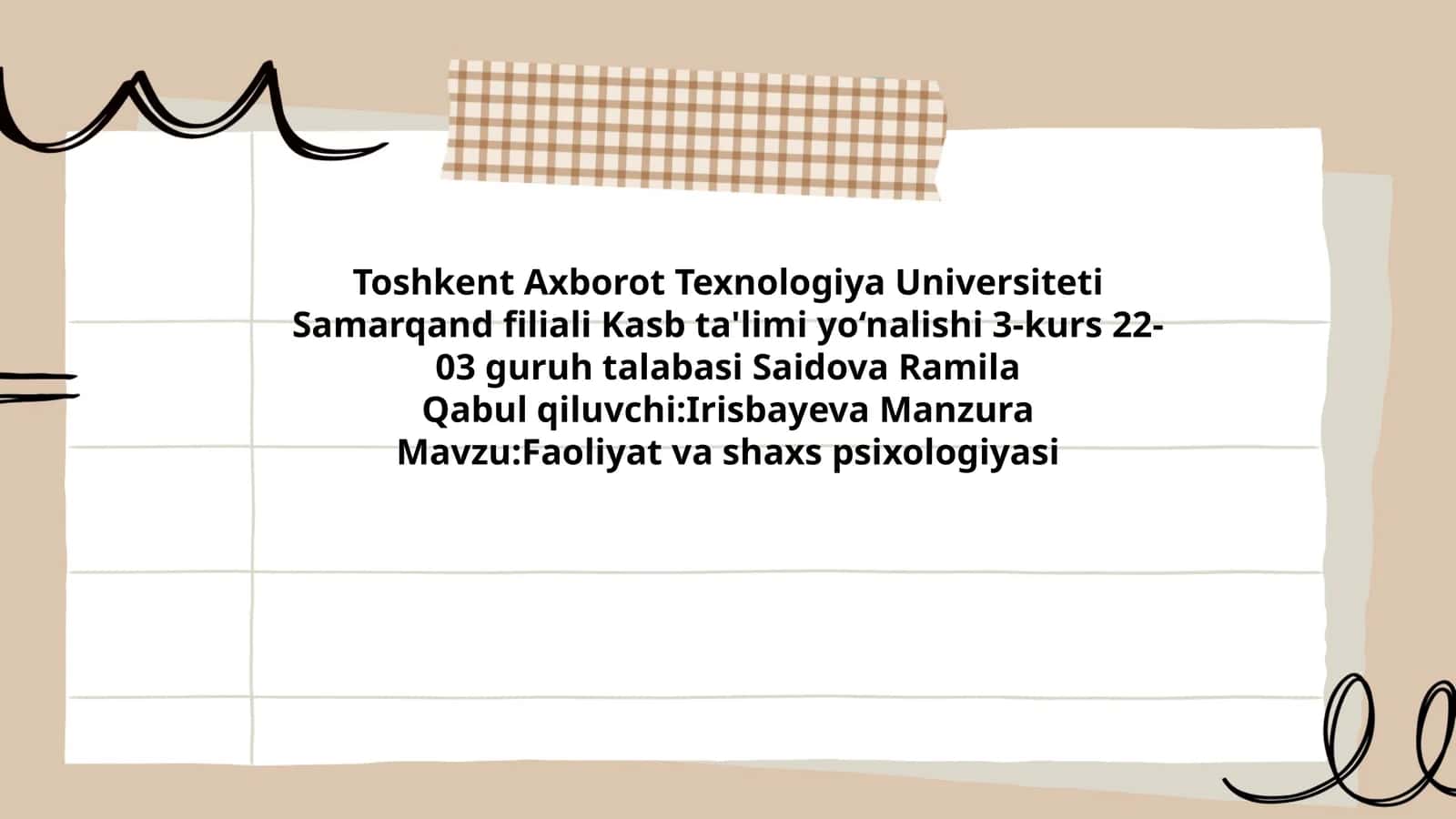 Faoliyat va shaxs psixologiyasi