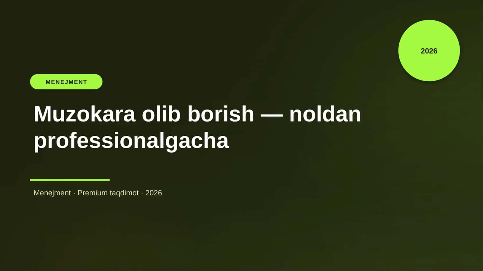 Muzokara olib borish — noldan professionalgacha