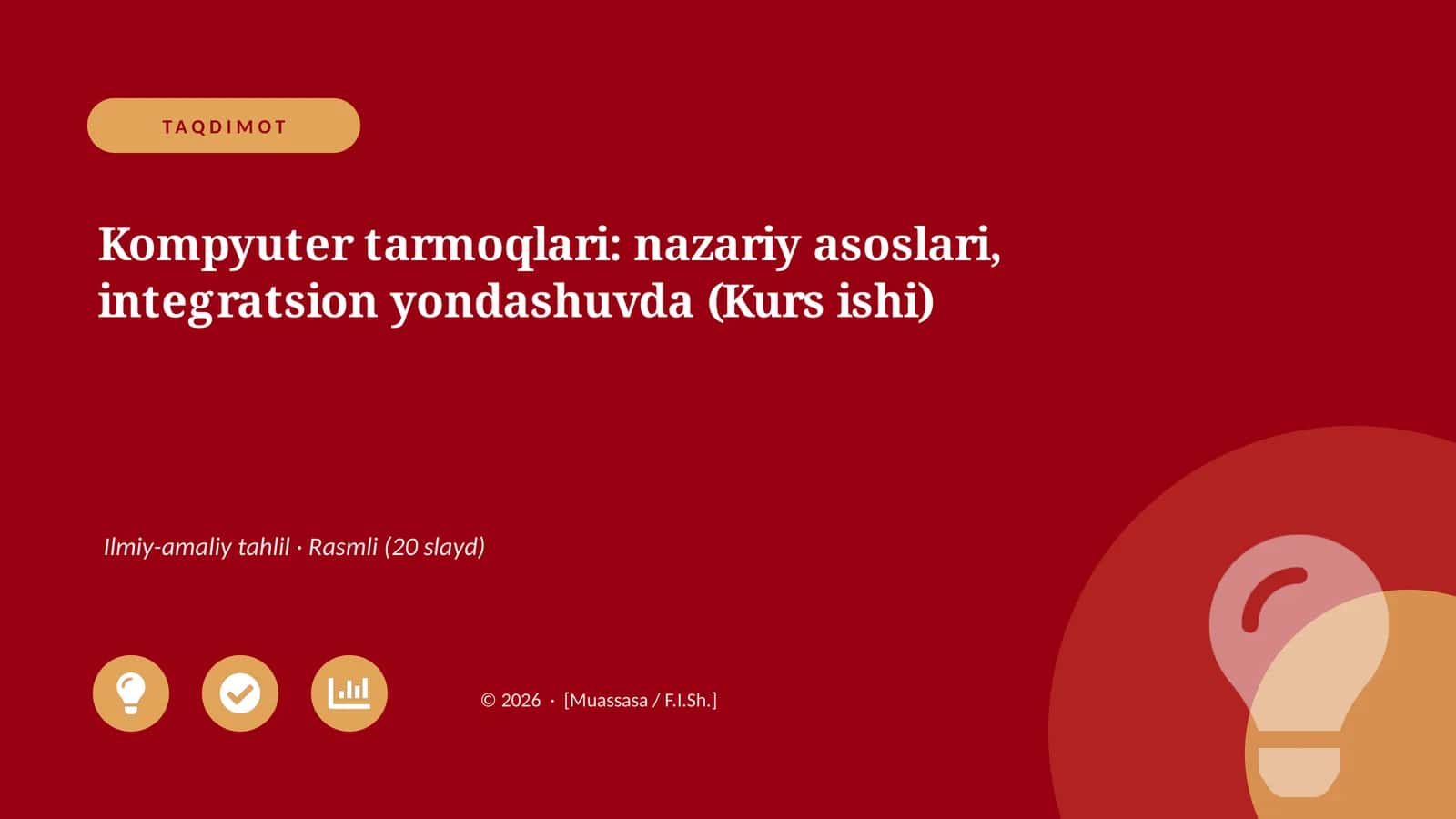 Kompyuter tarmoqlari: nazariy asoslari, integratsion yondashuvda (Kurs ishi)