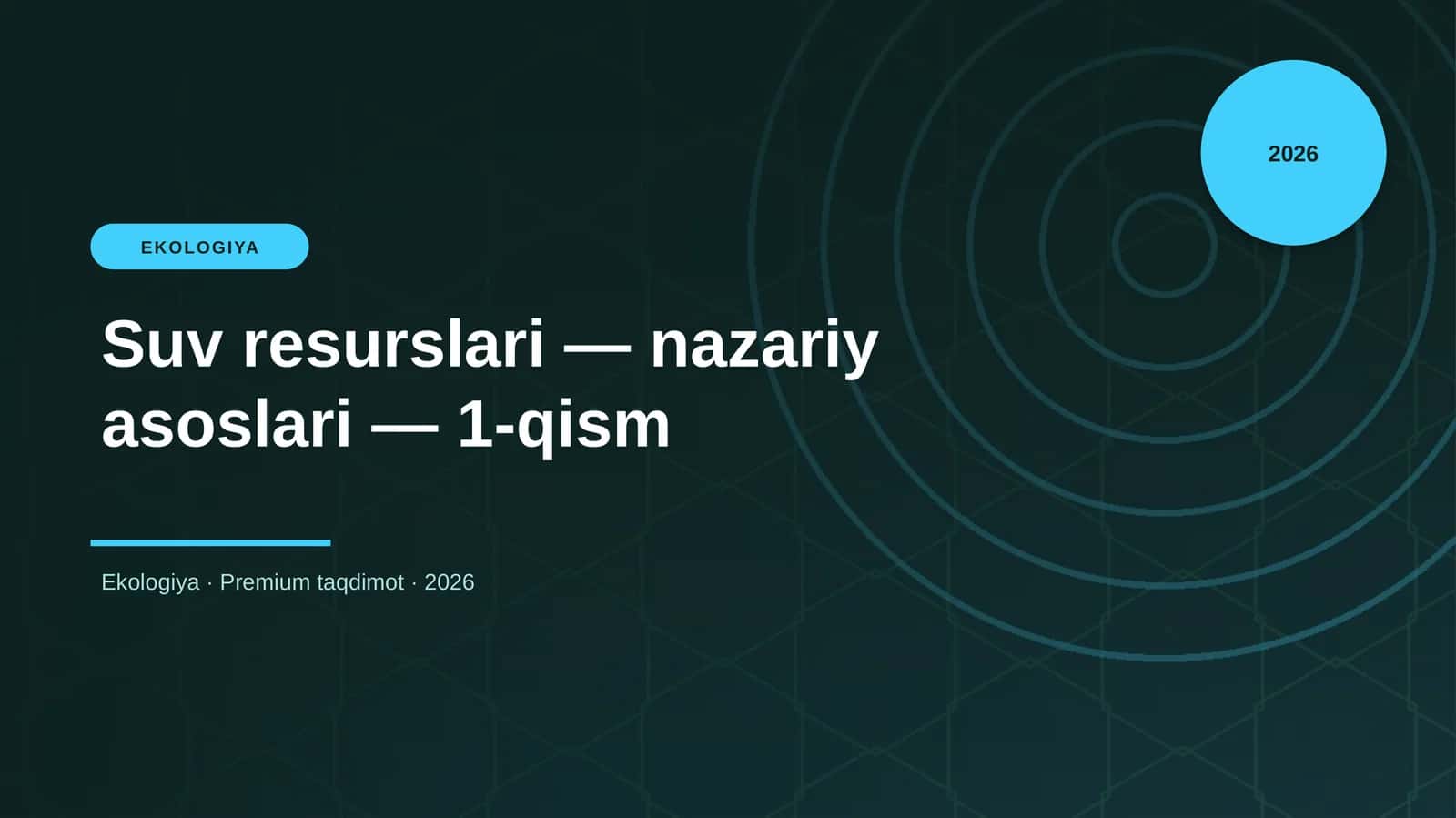 Suv resurslari — nazariy asoslari — 1-qism