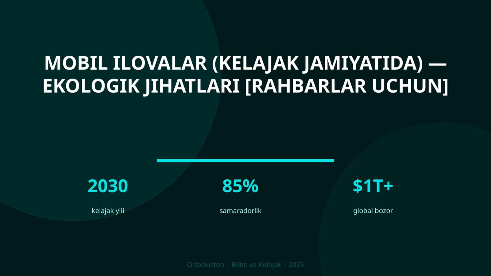 Mobil ilovalar (kelajak jamiyatida) — ekologik jihatlari [rahbarlar uchun]