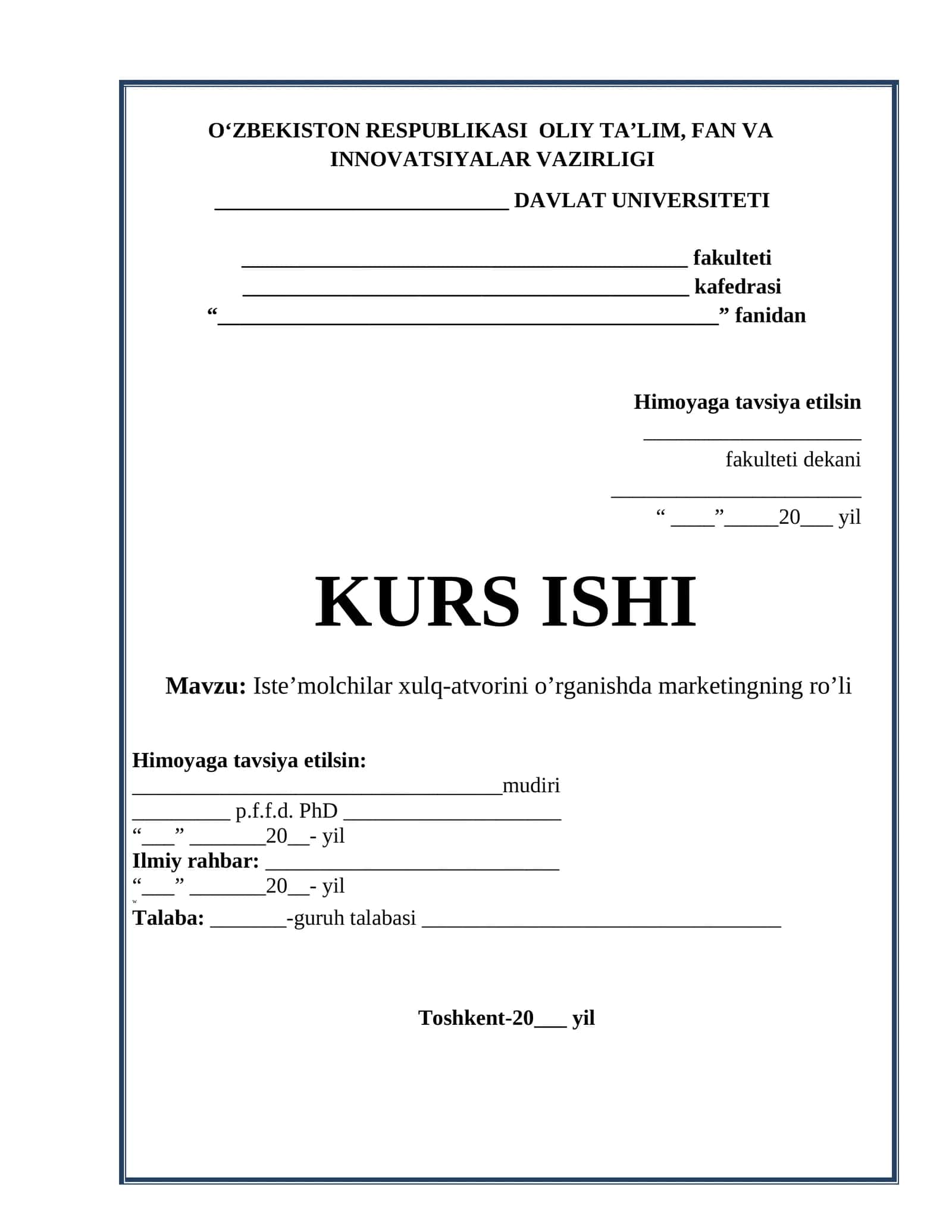 Iste’molchilar xulq-atvorini o’rganishda marketingning ro’li