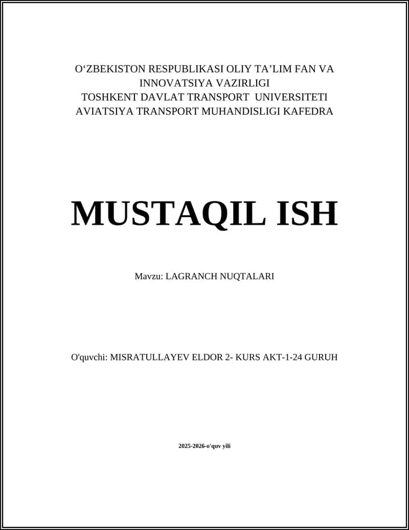 LAGRANCH NUQTALARI