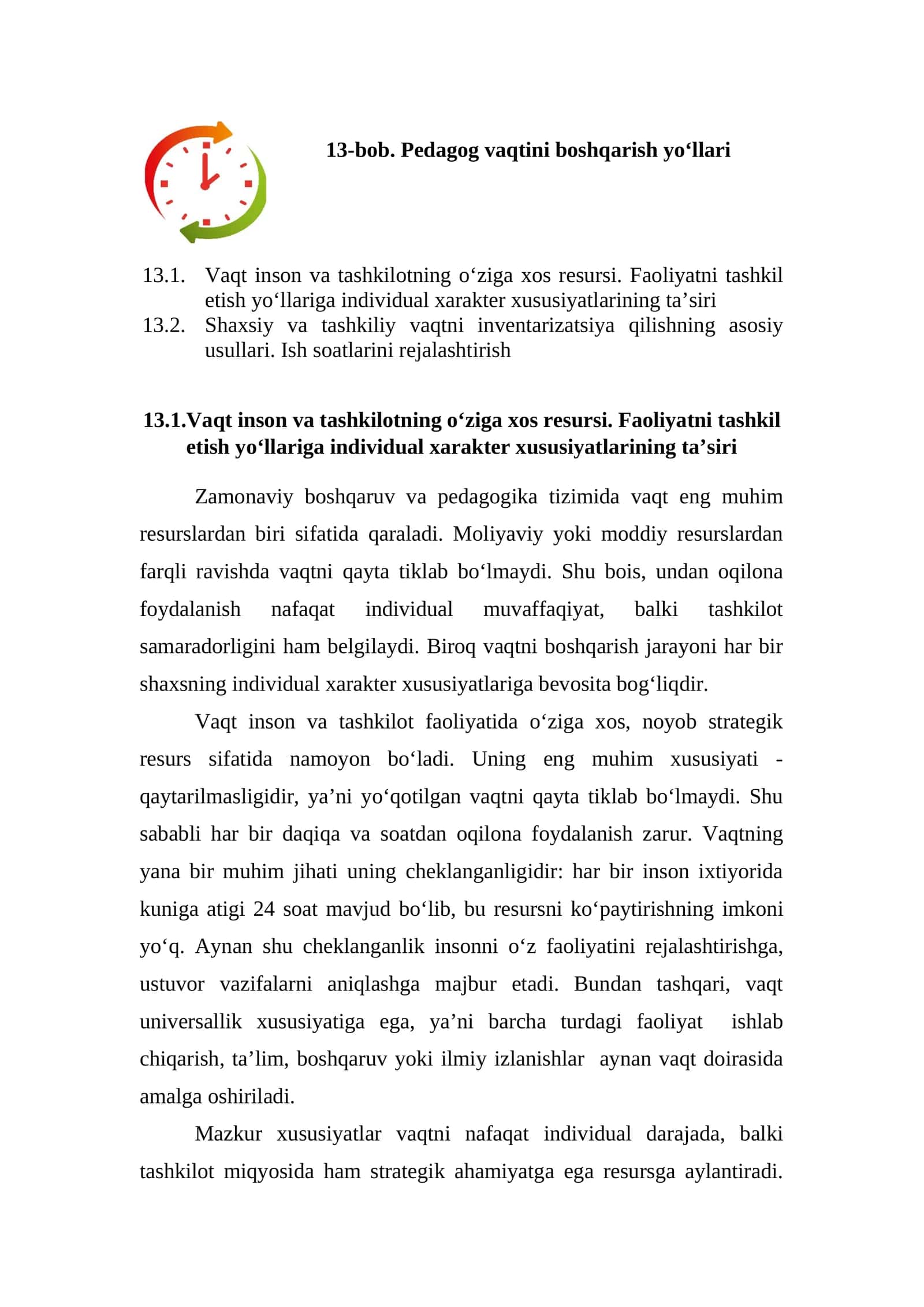 Pedagog Vaqtini Boshqarish... Mustaqil ish