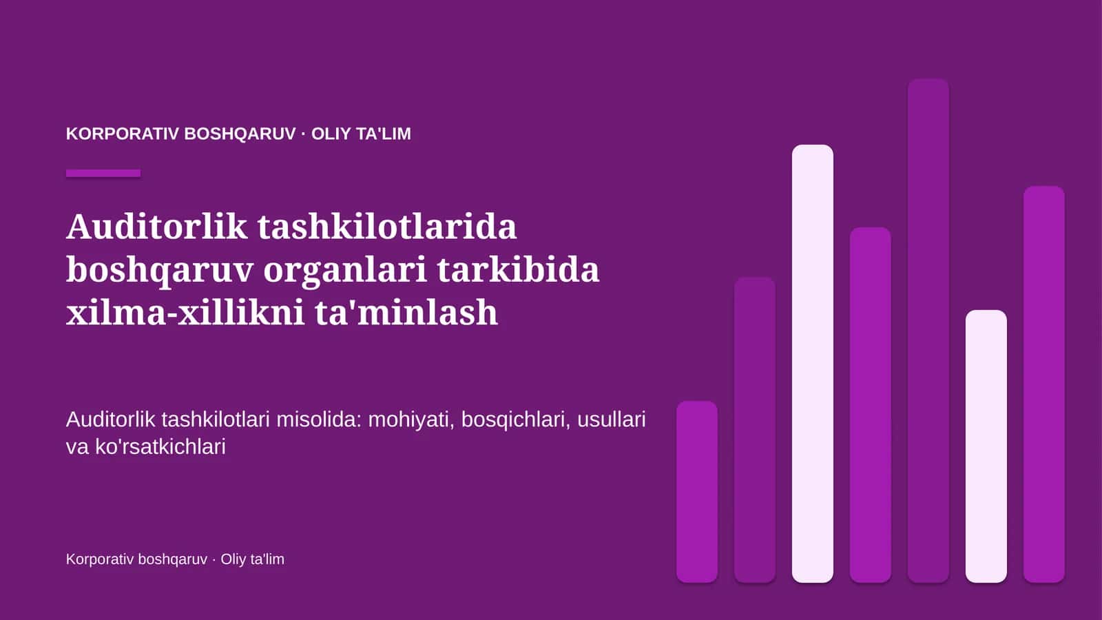 Korporativ boshqaruv · Oliy ta'lim