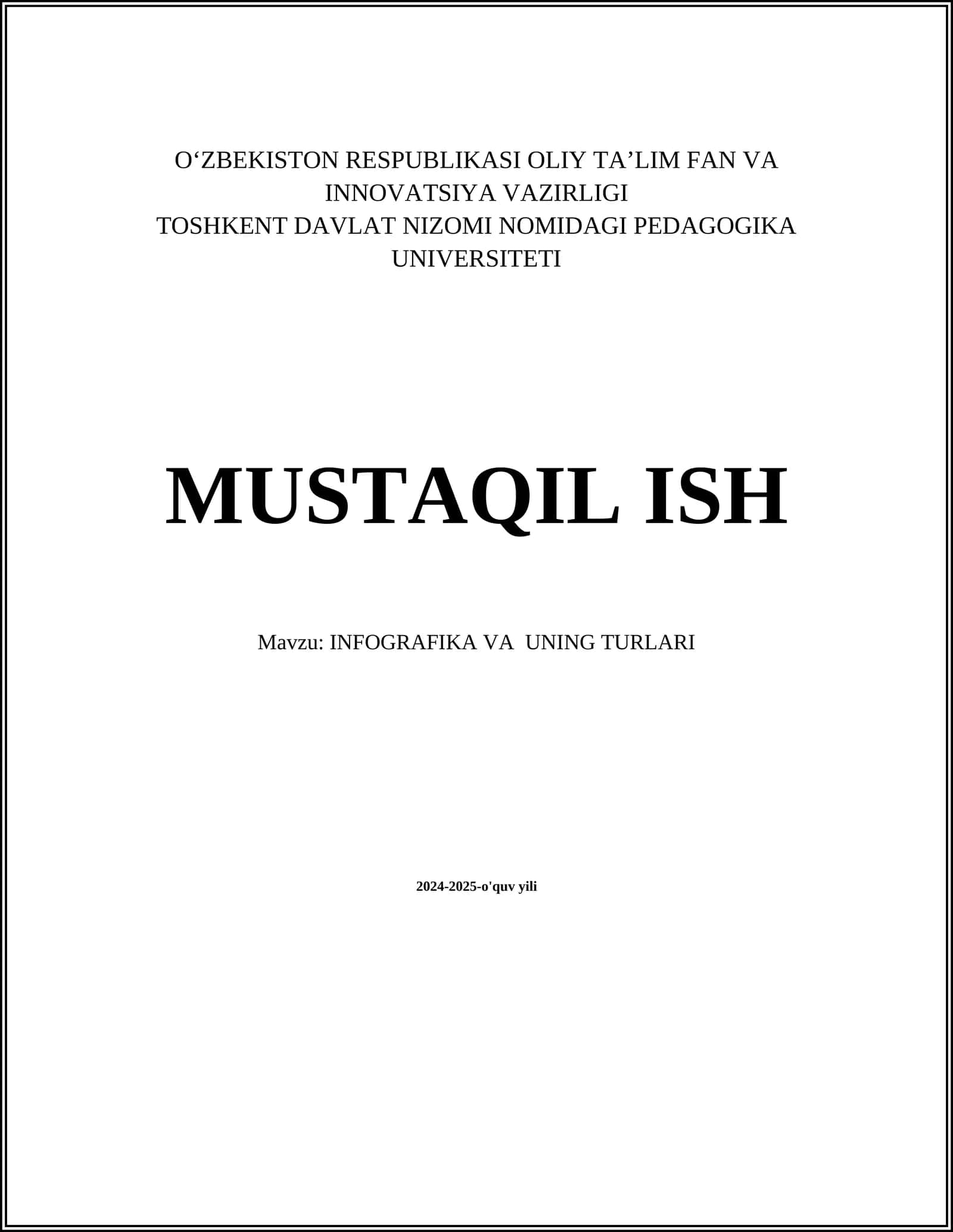 INFOGRAFIKA VA UNING TURLARI