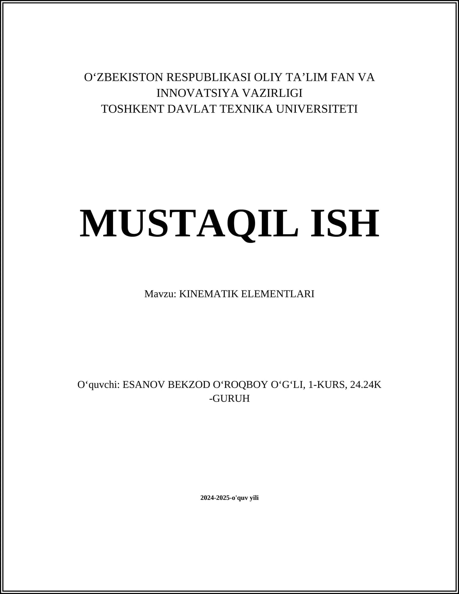 KINEMATIK ELEMENTLARI