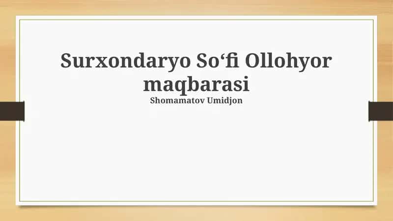 Surxondaryo Soʻfi Ollohyor maqbarasi