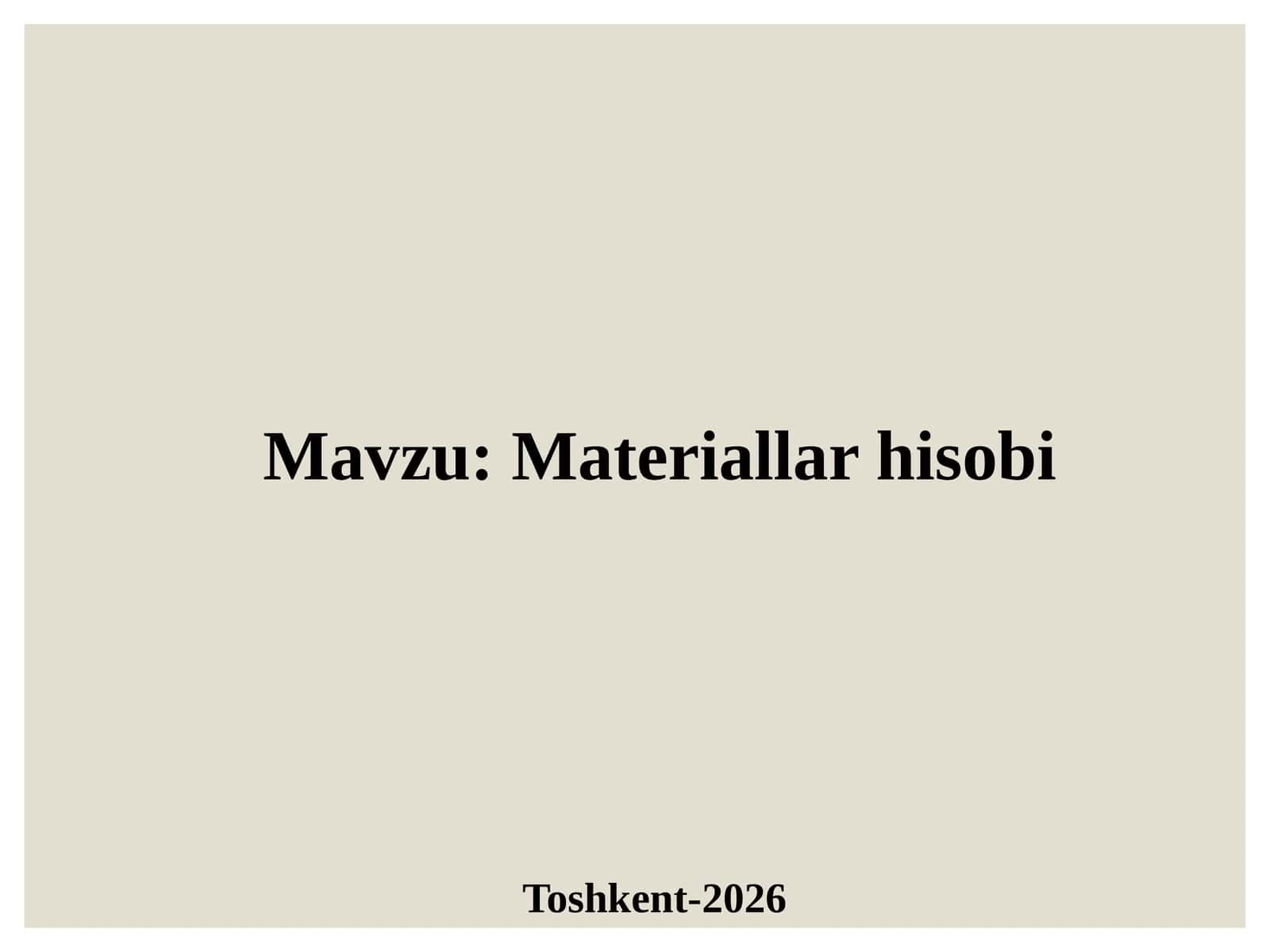 Materiallarhisobi