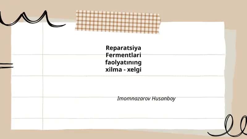 Reparatsiya Fermentlari Faolyatınıng Xilma-Xelgi