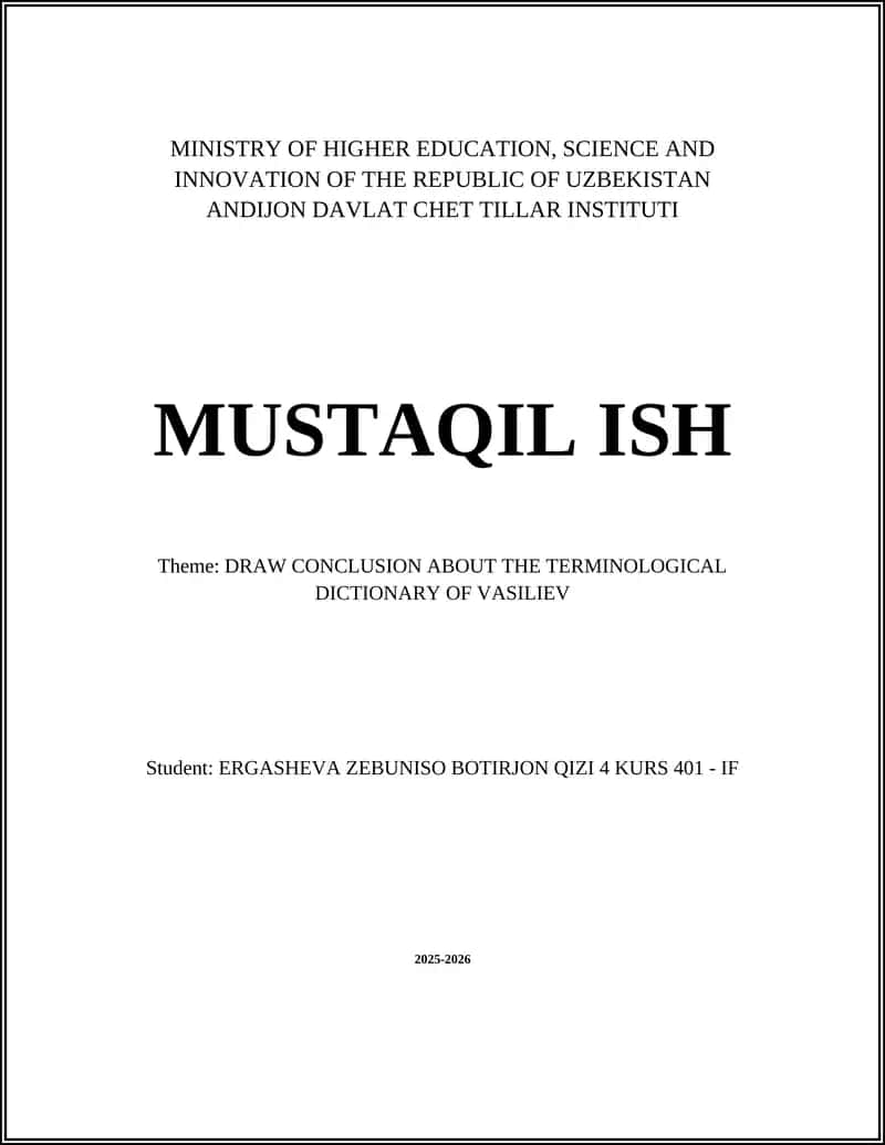 Vasiliev's terminological dictionary