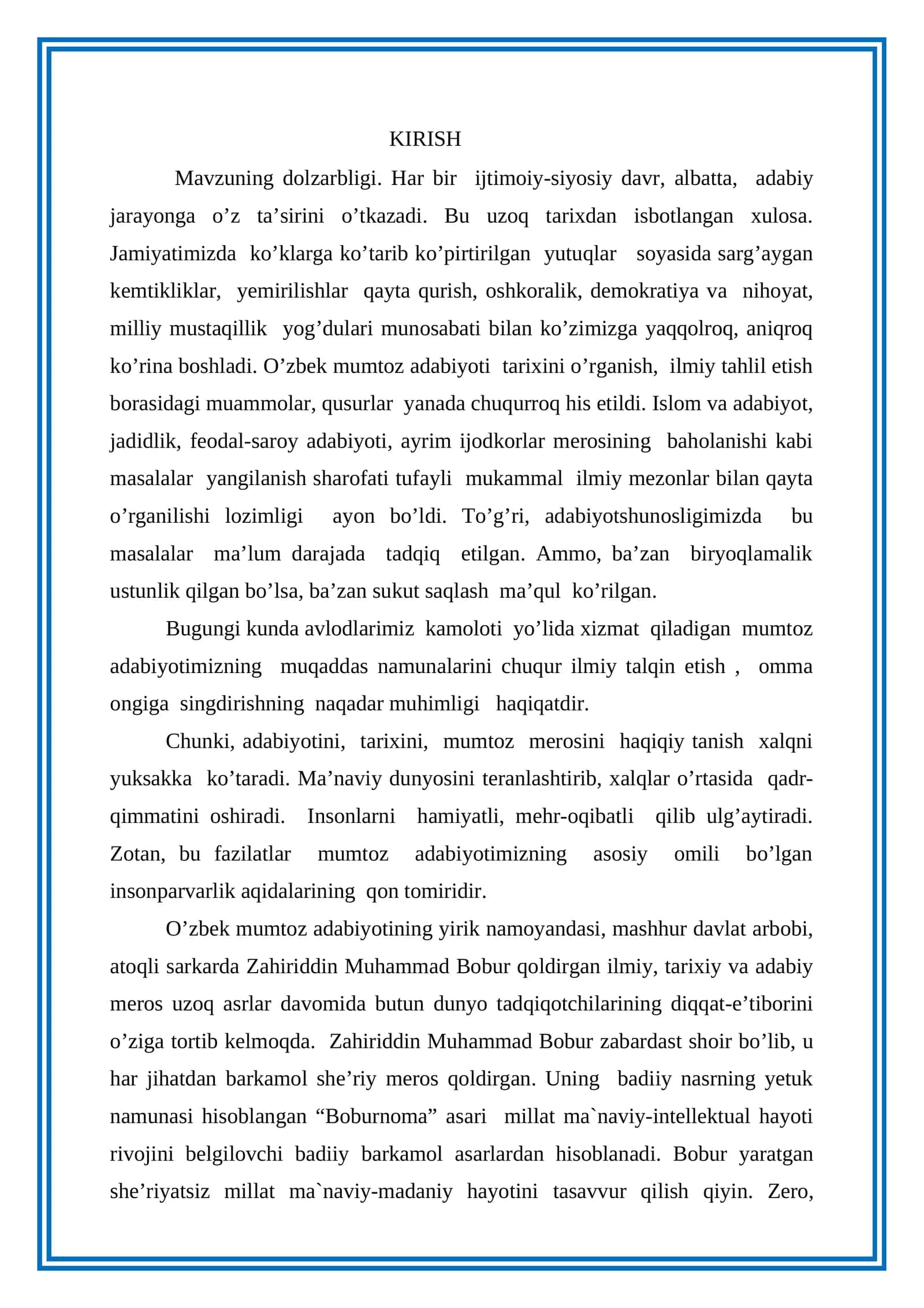 Bobur va unig ijodi. Adabiyot va din 1