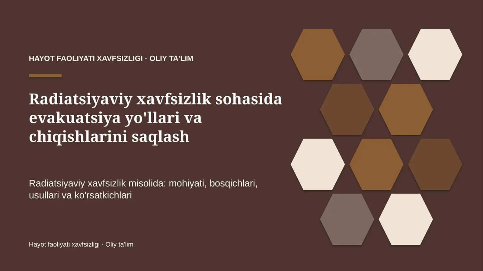 radiatsiyaviy xavfsizlik sohasida evakuatsiya yo'llari va chiqishlarini saqlash 7451