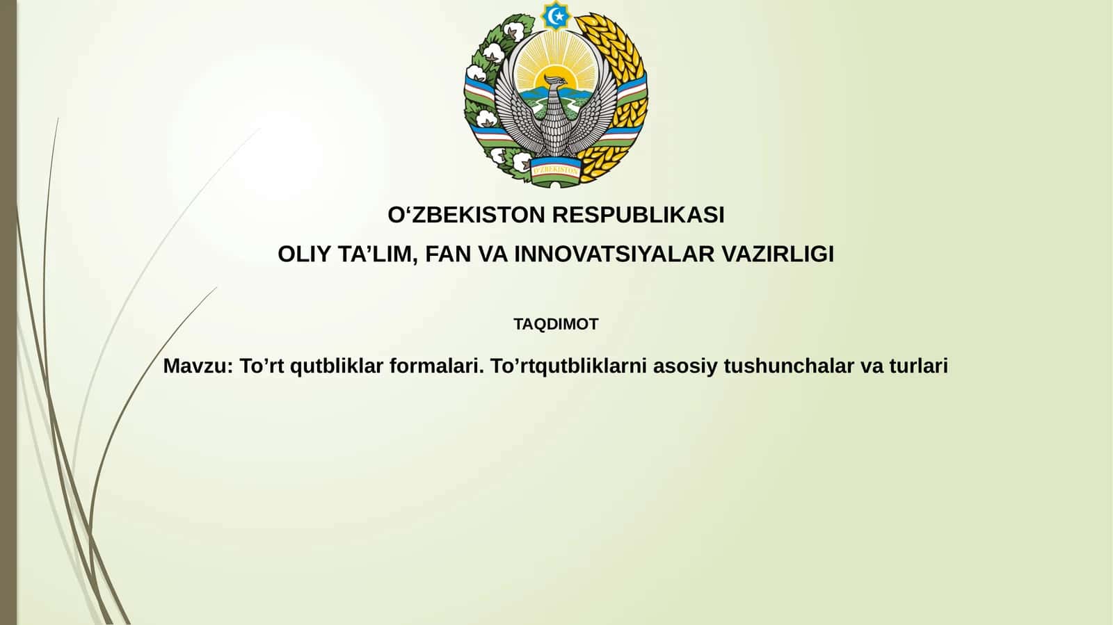 To’rtqutbliklarformalari.To’rtqutbliklarniasosiytushunchalarvaturlari