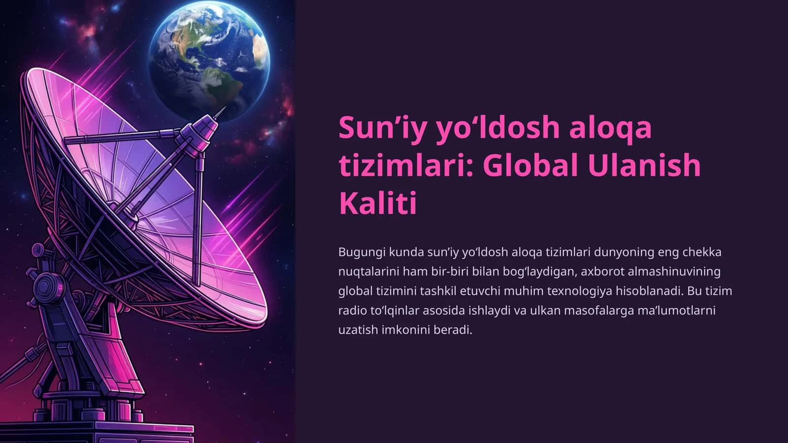 Sun’iy yo‘ldosh aloqa tizimlari: Global Ulanish Kaliti