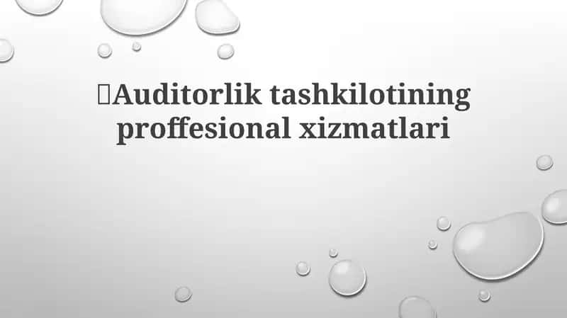 Auditorlik tashkilotining proffesional xizmatlari