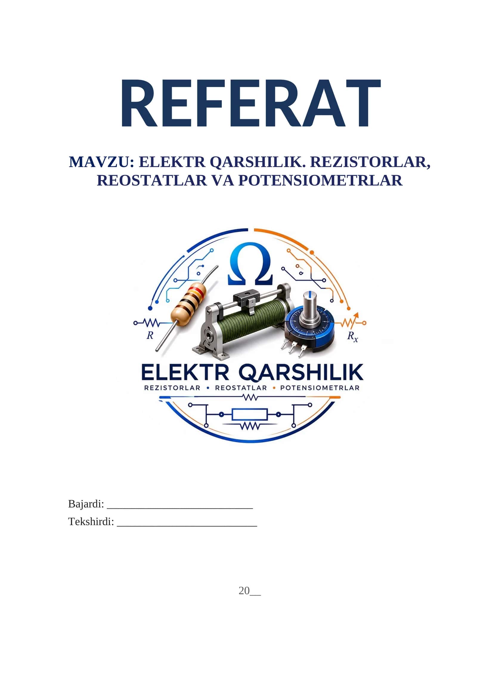 ELEKTR QARSHILIK. Referat