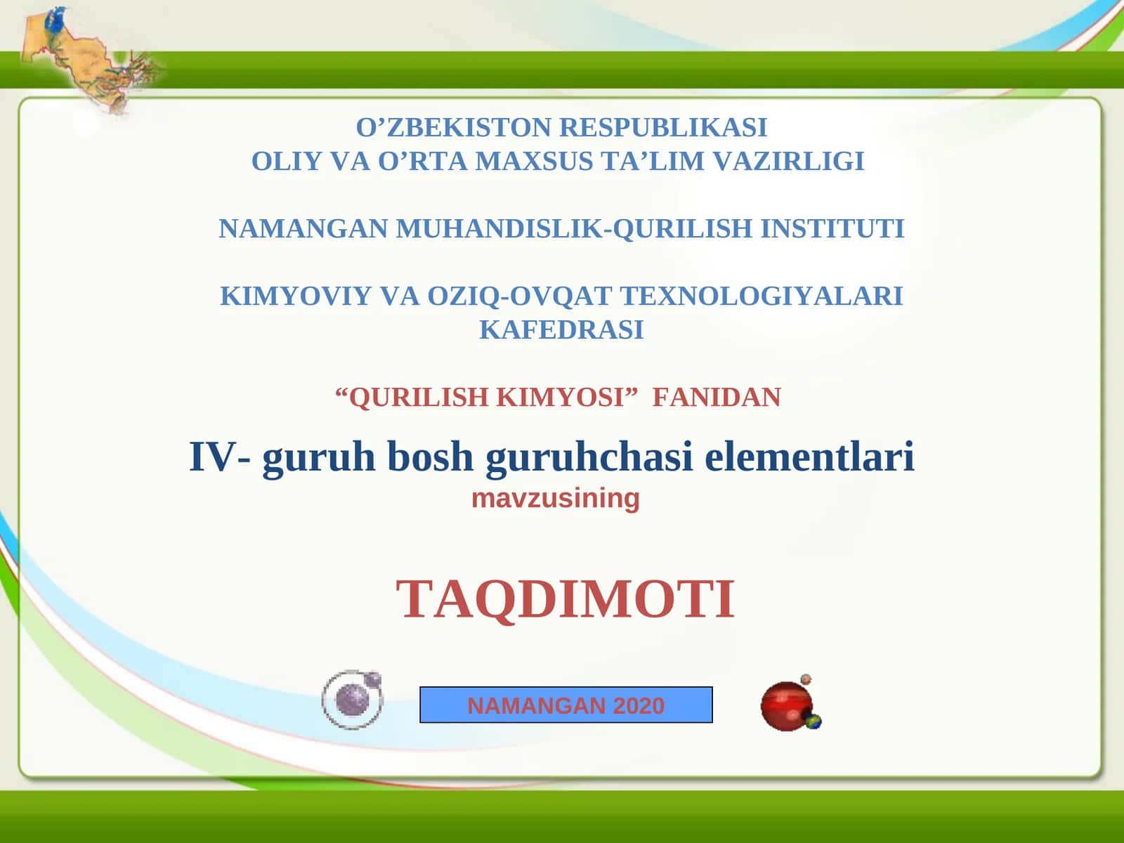 IV- guruh bosh guruhchasi elementlаri
