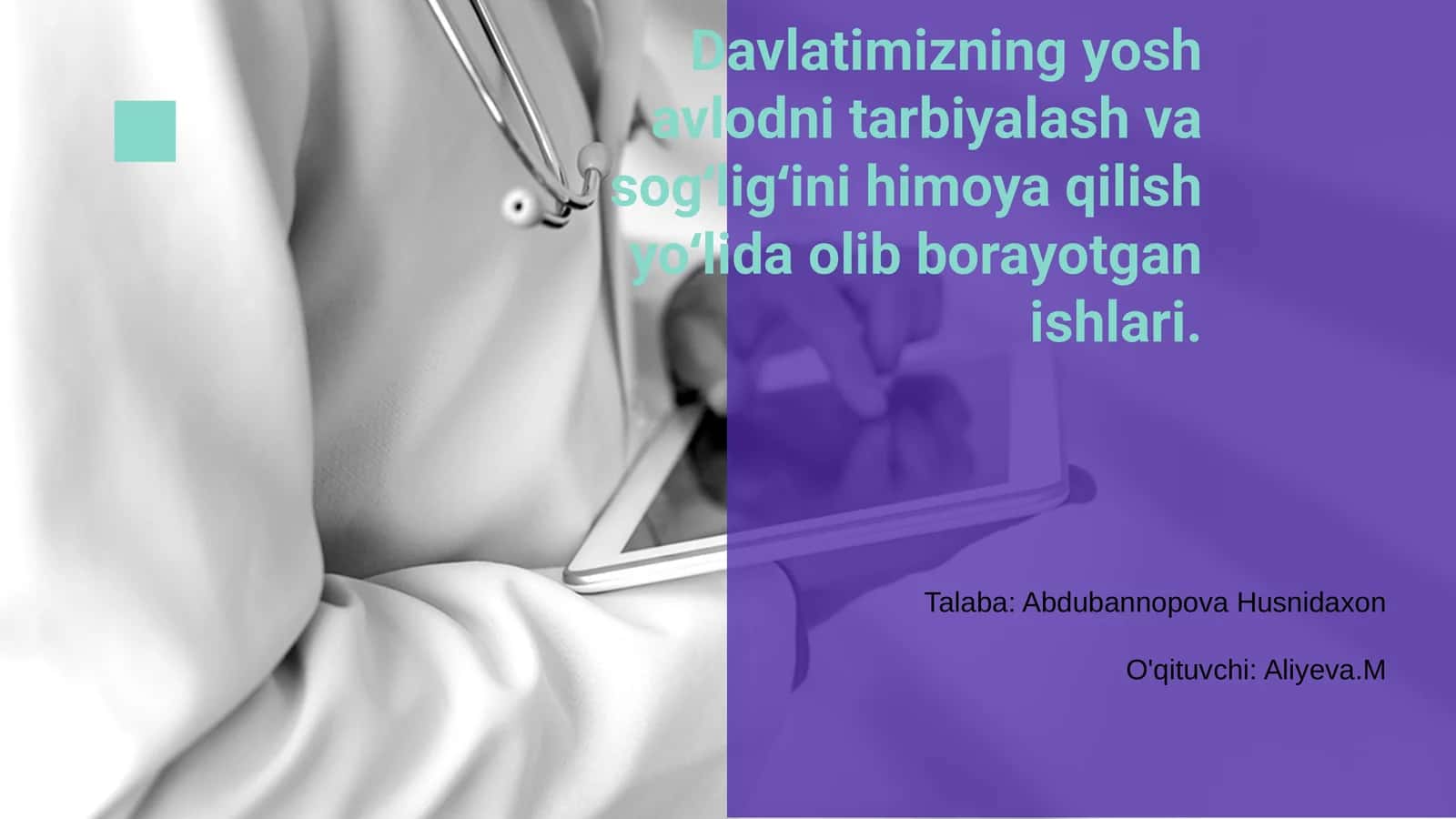 Davlatimizning yosh avlodni tarbiyalash va sogʻligʻini himoya qilish yoʻlida olib borayotgan ishlari