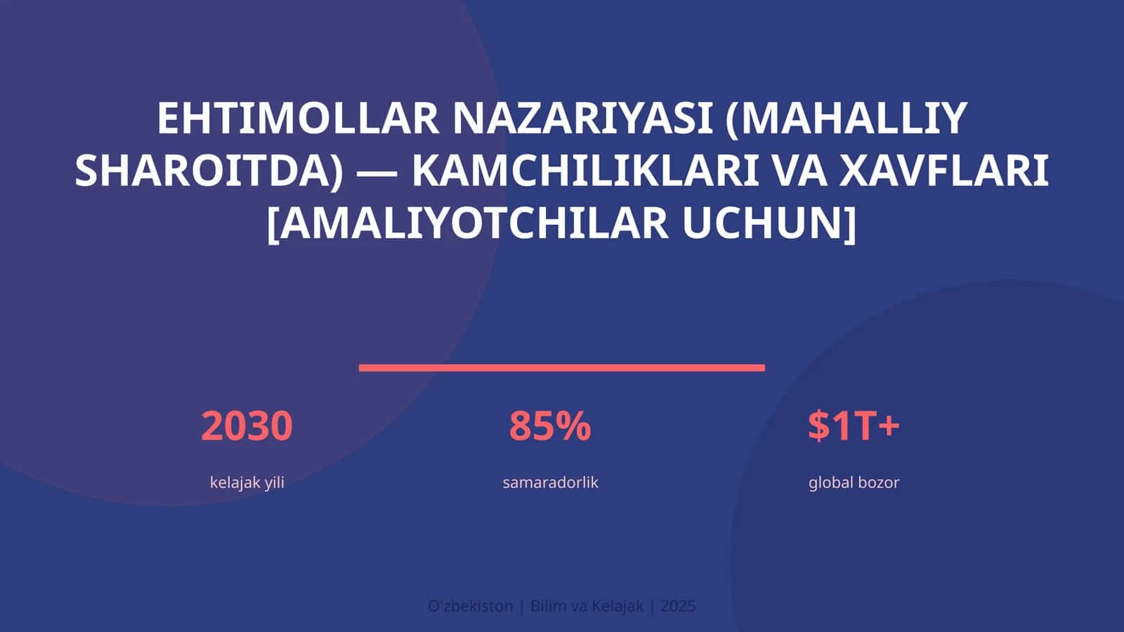 Ehtimollar nazariyasi (mahalliy sharoitda) — kamchiliklari va xavflari [amaliyotchilar uchun]