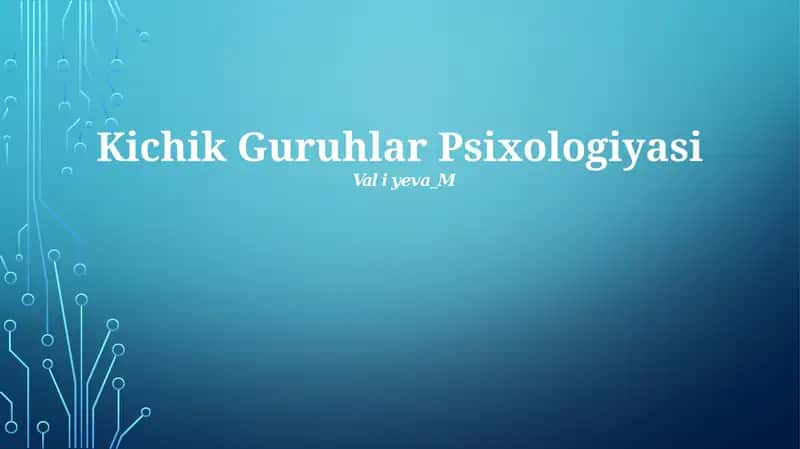 Kichik Guruhlar Psixologiyasi