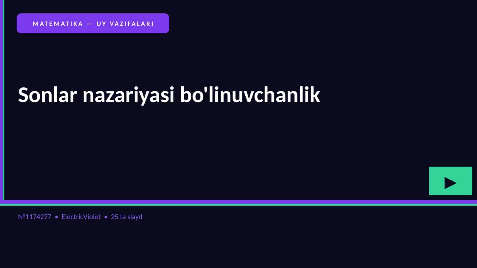 MATEMATIKA — UY VAZIFALARI