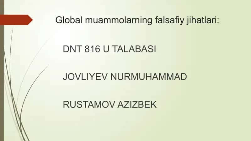 Globalmuammolarning falsafiy jihatlari