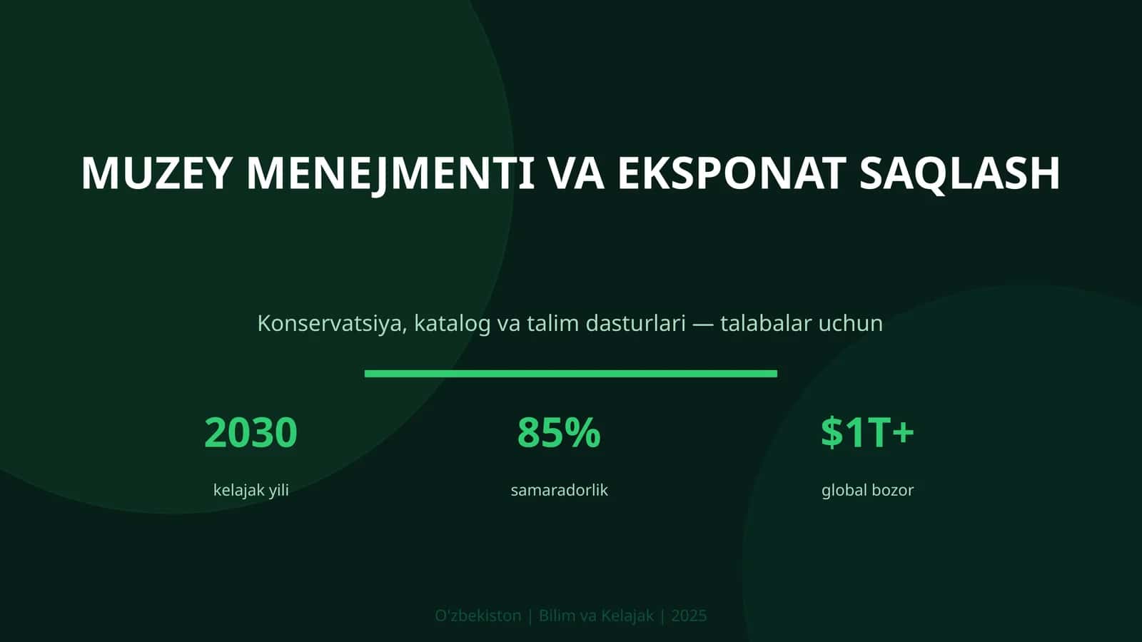 MUZEY MENEJMENTI VA EKSPONAT SAQLASH