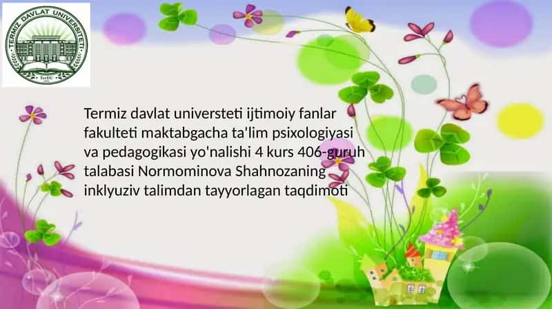 Normominova Shahnozaning inklyuziv ta'lim dasturi
