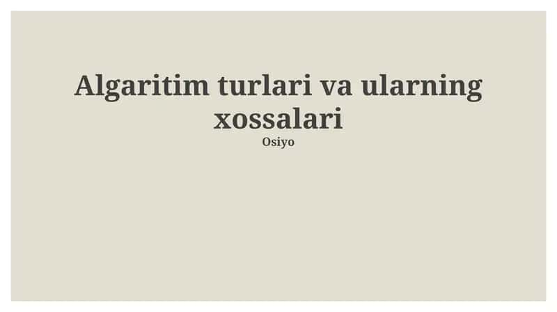 Algoritmlar turlari