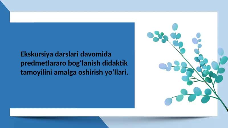 Ekskursiya darslari davomida predmetlararo bog‘lanish didaktik tamoyilini amalga oshirish yo‘llari