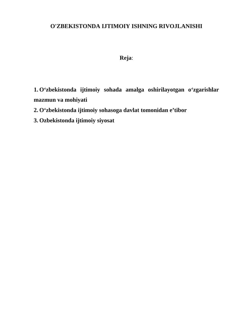 O’zbekistonda Ijtimoiy Ishning Rivojlanishi