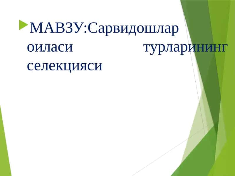Сарвдошлар оиласи турларининг селекцияси