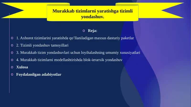 Axborot tizimlari va tizimli yondashuvlar