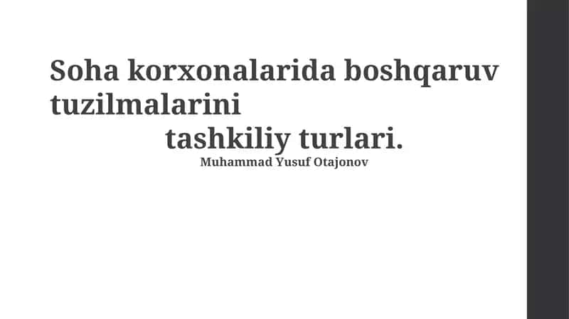 Filial korxonalarda boshqaruv tuzilmalarini tashkiliy turlari