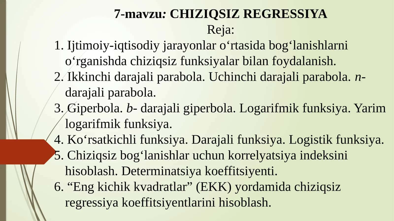 CHIZIQSIZ REGRESSIYA
