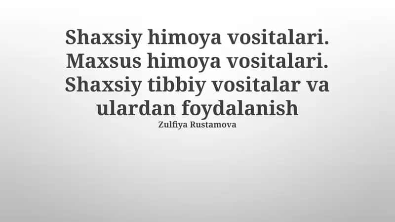 Shaxsiy himoya vositalari