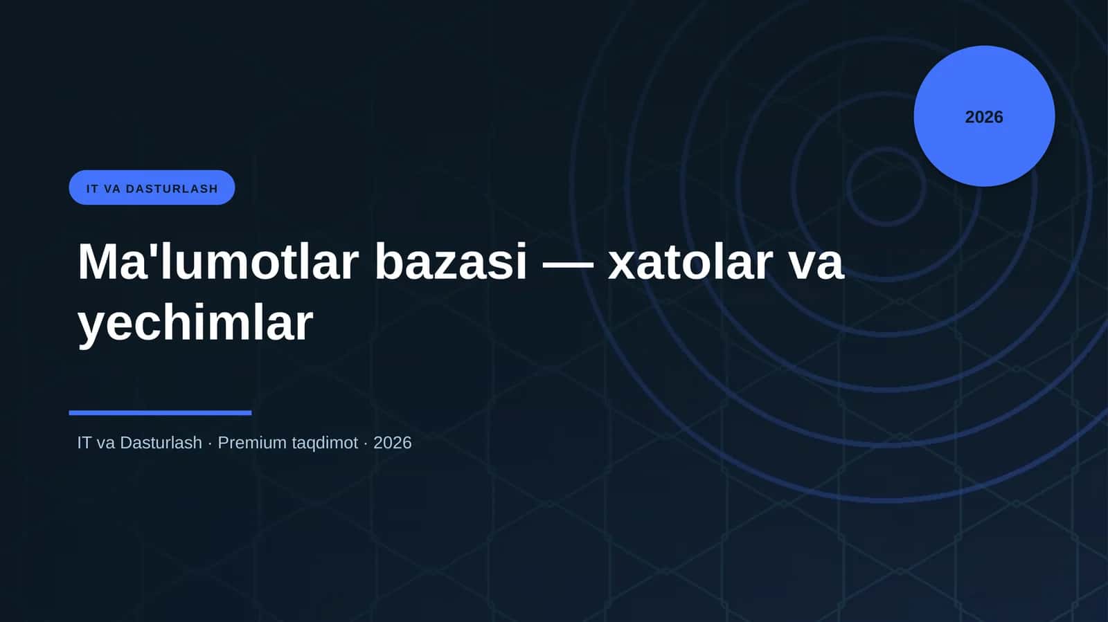 Ma'lumotlar bazasi — xatolar va yechimlar