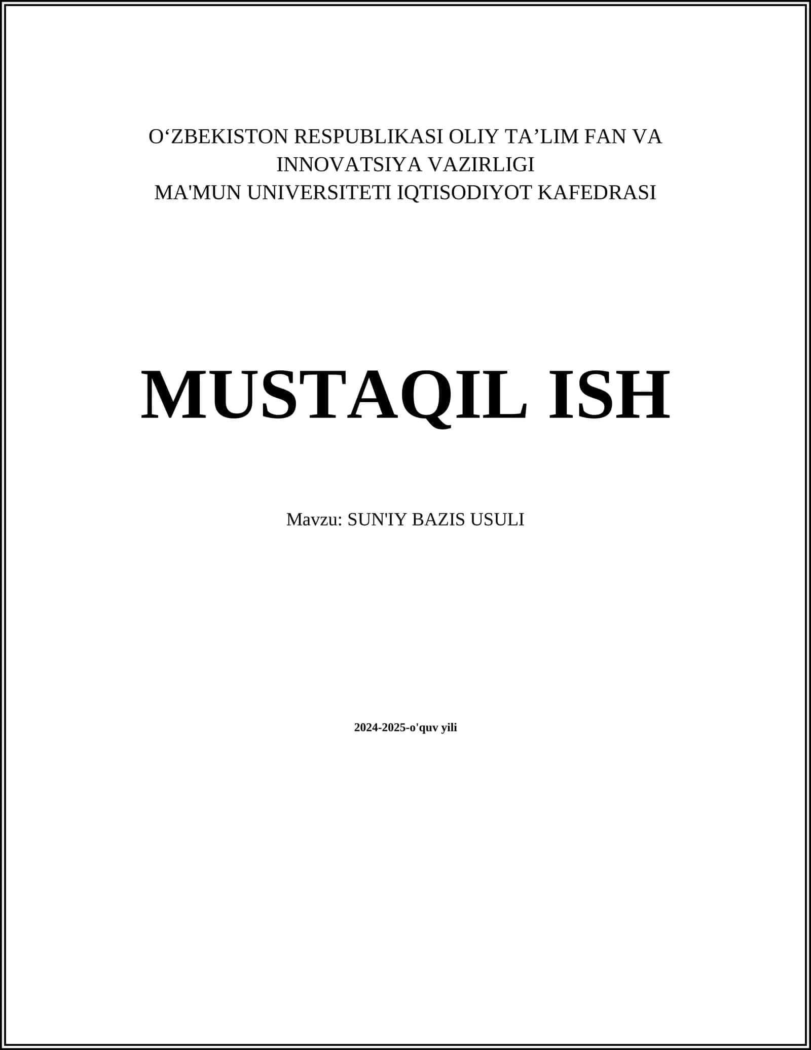 SUN'IY BAZIS USULI