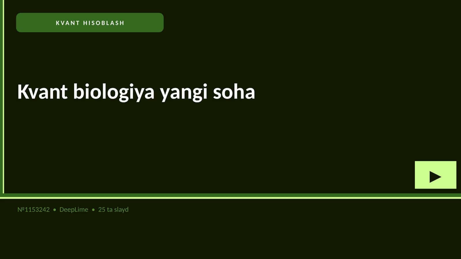 KVANT BIOLOGIYA YANGI SOHA